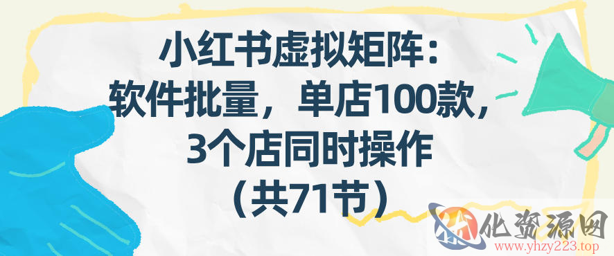 小红书虚拟矩阵：软件批量发笔记，单店100款，3个店同时操作（共71节）