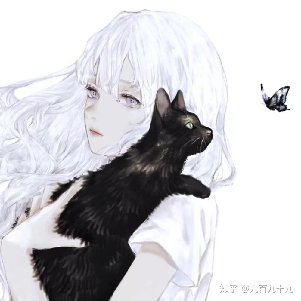 有没有女孩子抱着猫的动漫头像