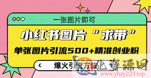 小红书图片‘求带’爆火引流法，单张图片引流500+精准创业粉【揭秘】