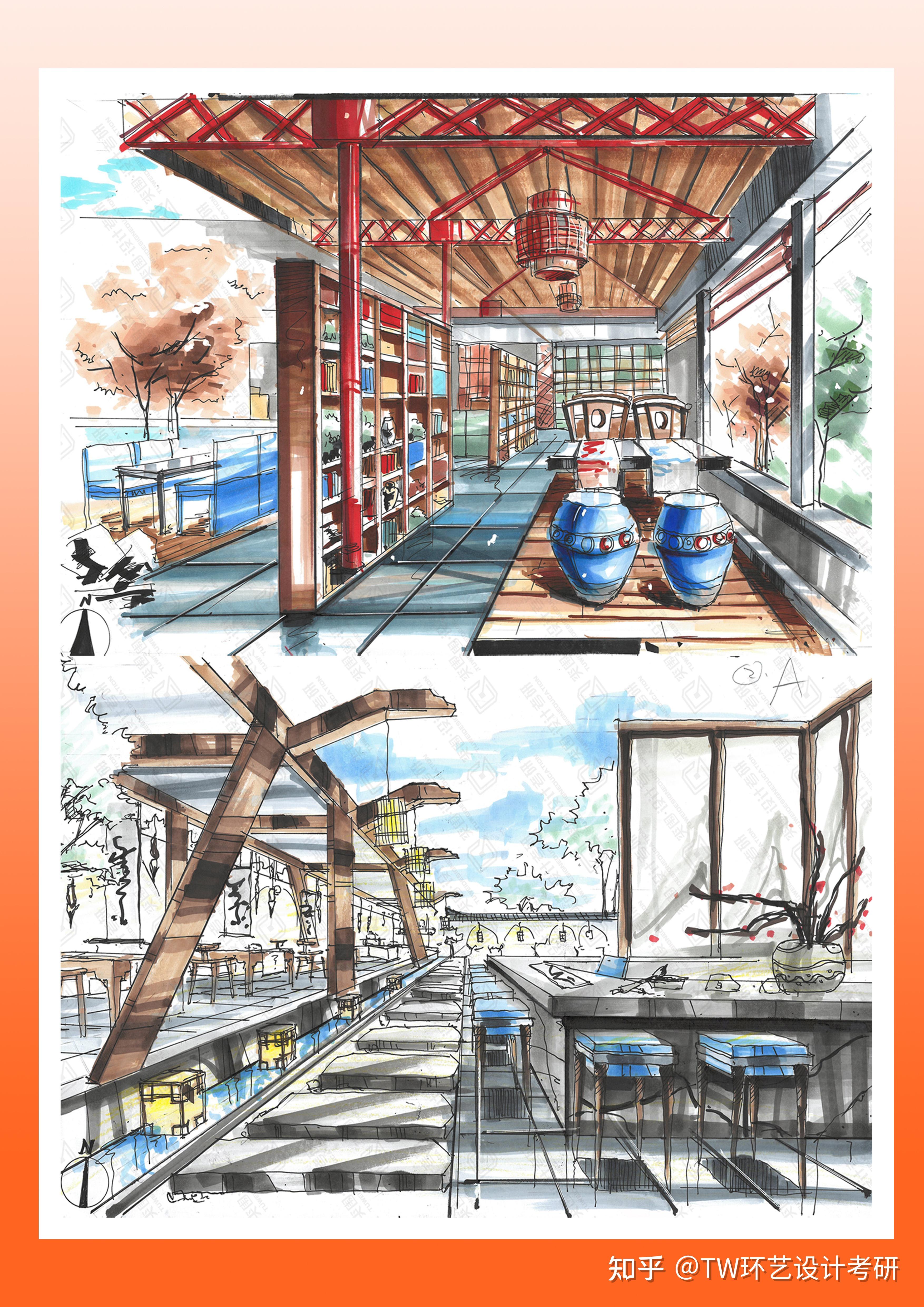 ​ 江南大学艺术硕士 收录于·环艺室内设计考研手绘,快题分享 今日