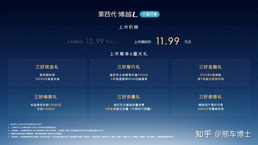12万级唯一配高阶智驾的燃油SUV,第四代博越L小蓝灯版上市限时价11.99万元