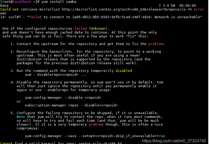 CentOS yum安装软件时报错：Could not retrieve mirrorlist http://mirrorlist ...