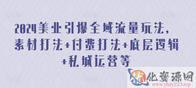 2024美业引爆全域流量玩法，素材打法 付费打法 底层逻辑 私城运营等