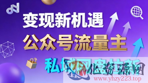 公众号流量主+私域网盘拉新，多方式变现，简单易上手，当天就有收益