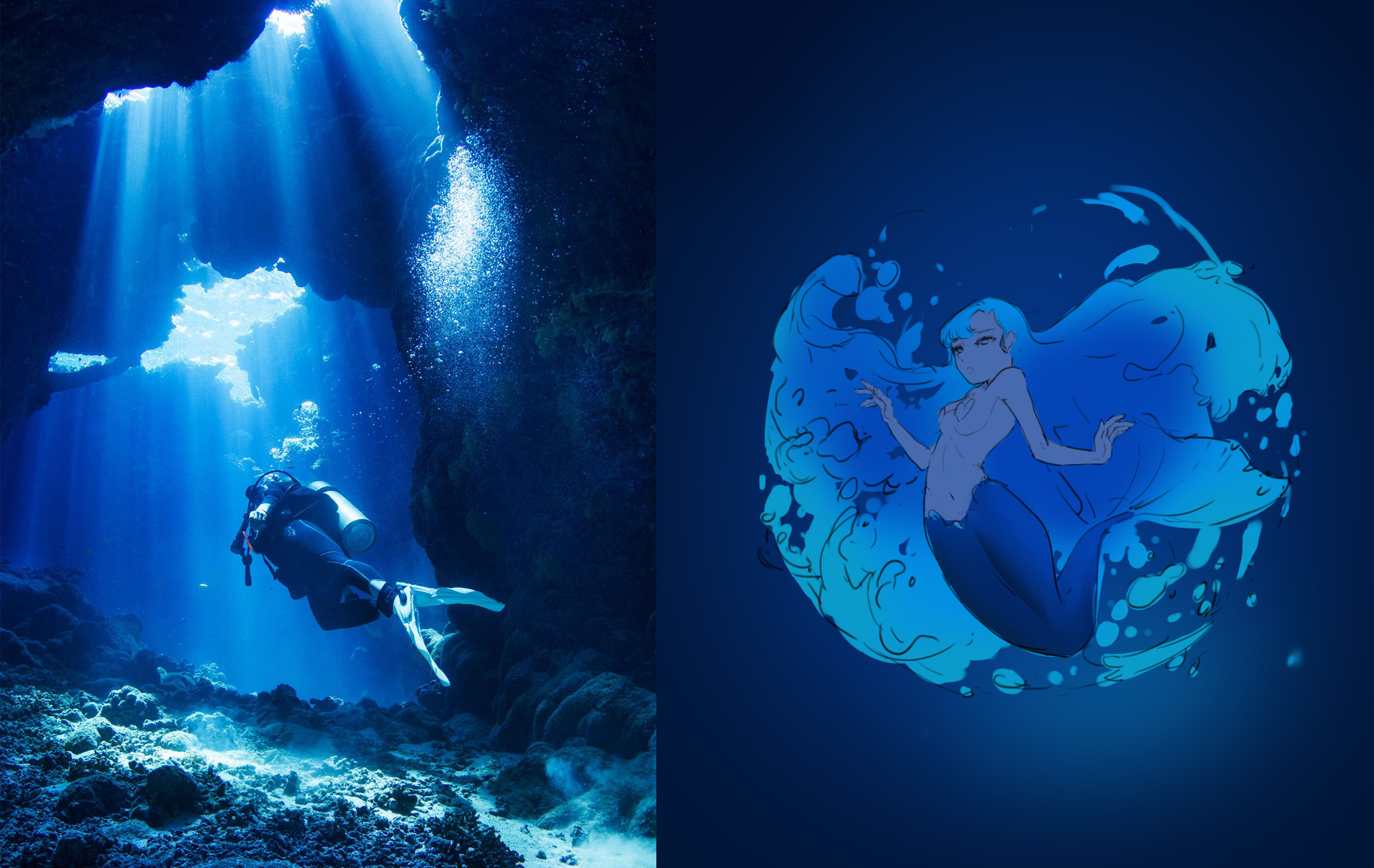 如何将动画人物的头发画成大海的样子