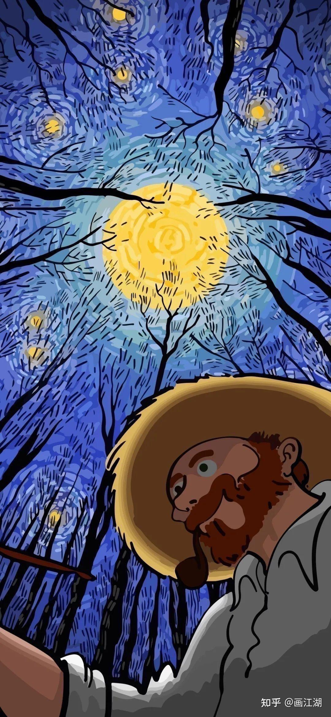 有没有人有梵高的画星夜的高清版最好来个竖屏的那种我想做个壁纸