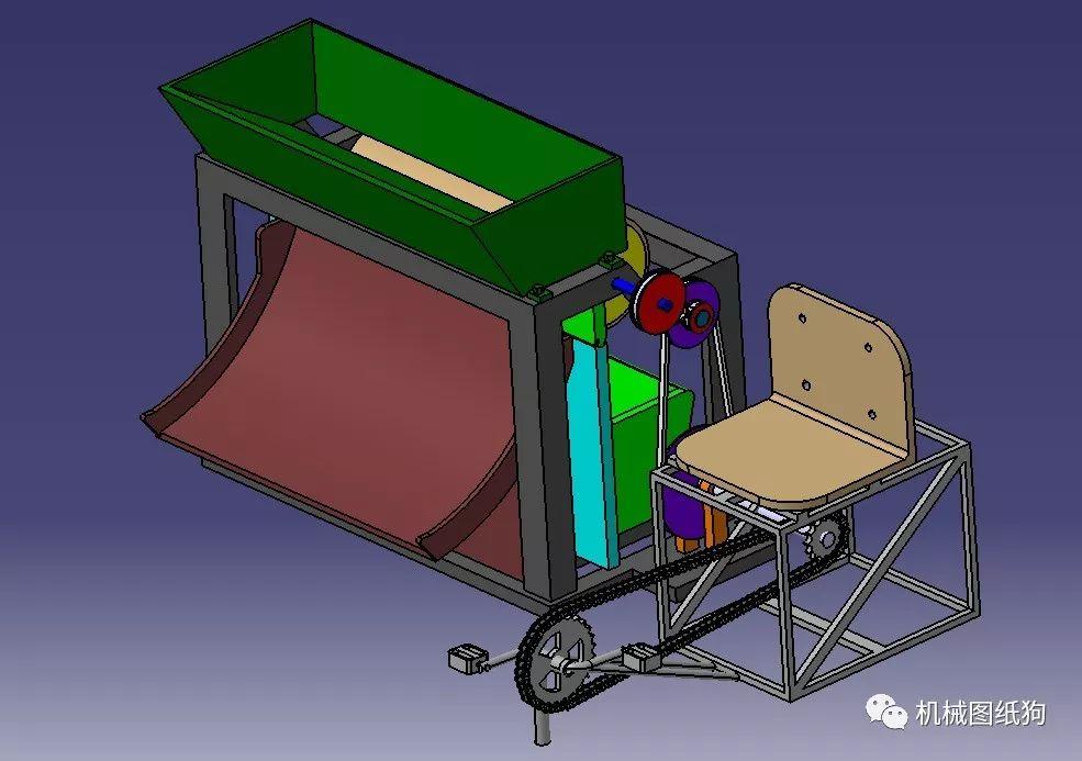 农业机械手动轧棉机3d模型图纸catia设计