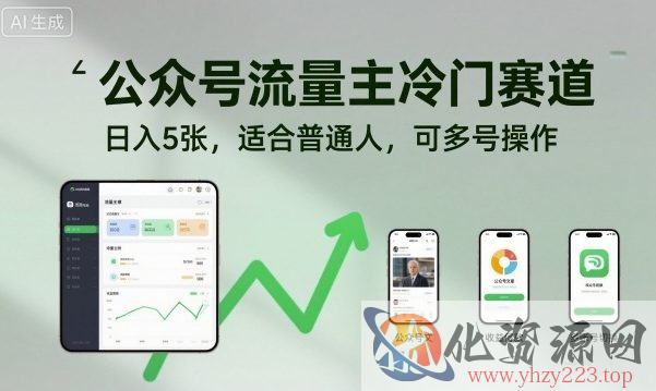 公众号流量主冷门赛道，日入5张，适合普通人，可多号操作