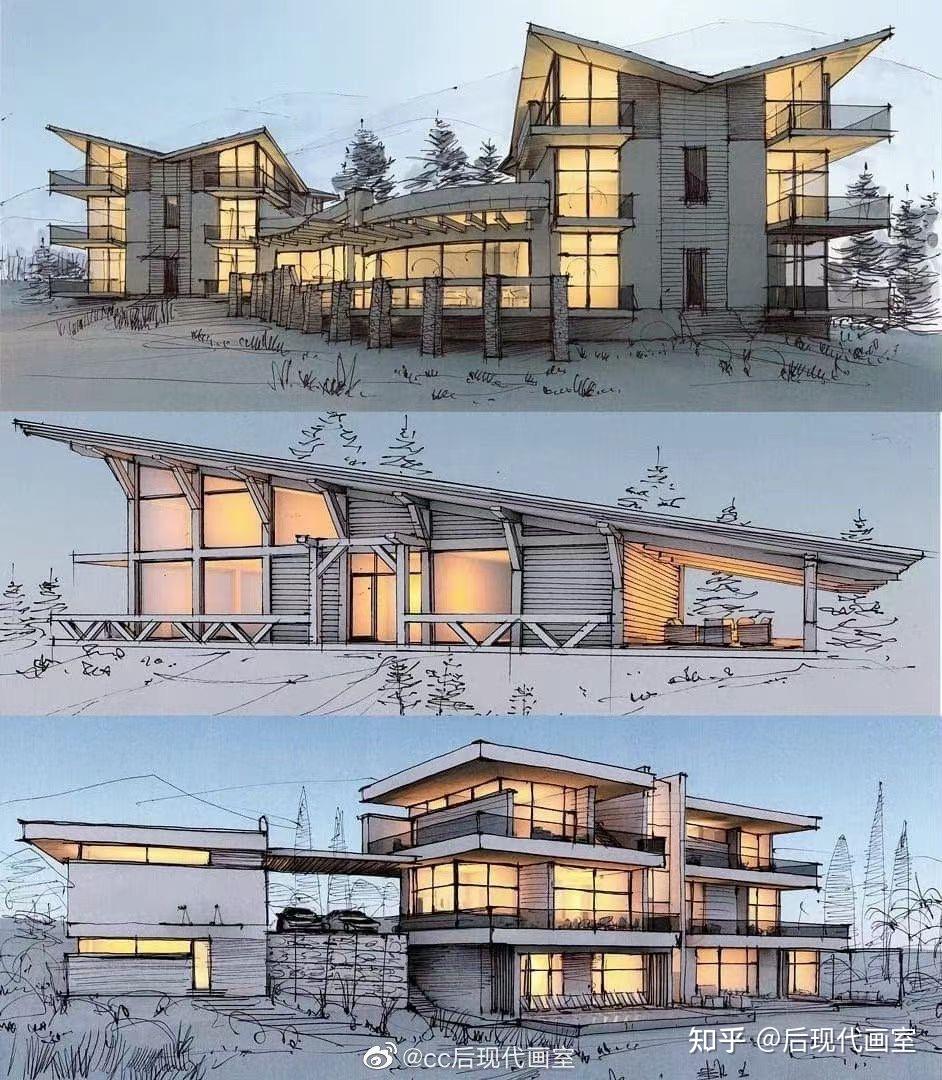 结合模型的马克笔夜间光感表现. / ©️andreyprindyksketch - 知乎