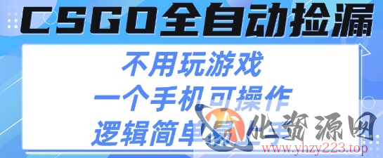 CSGO自动捡漏项目，最新独家玩法，不用挂G不用玩游戏，一个手机即可操作，新手小白轻松月入1W+【揭秘】