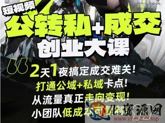 短视频公转私+成交创业大课9月6-7日杭州2天1夜线下课，搞定成交难关，打通公域+私域卡点