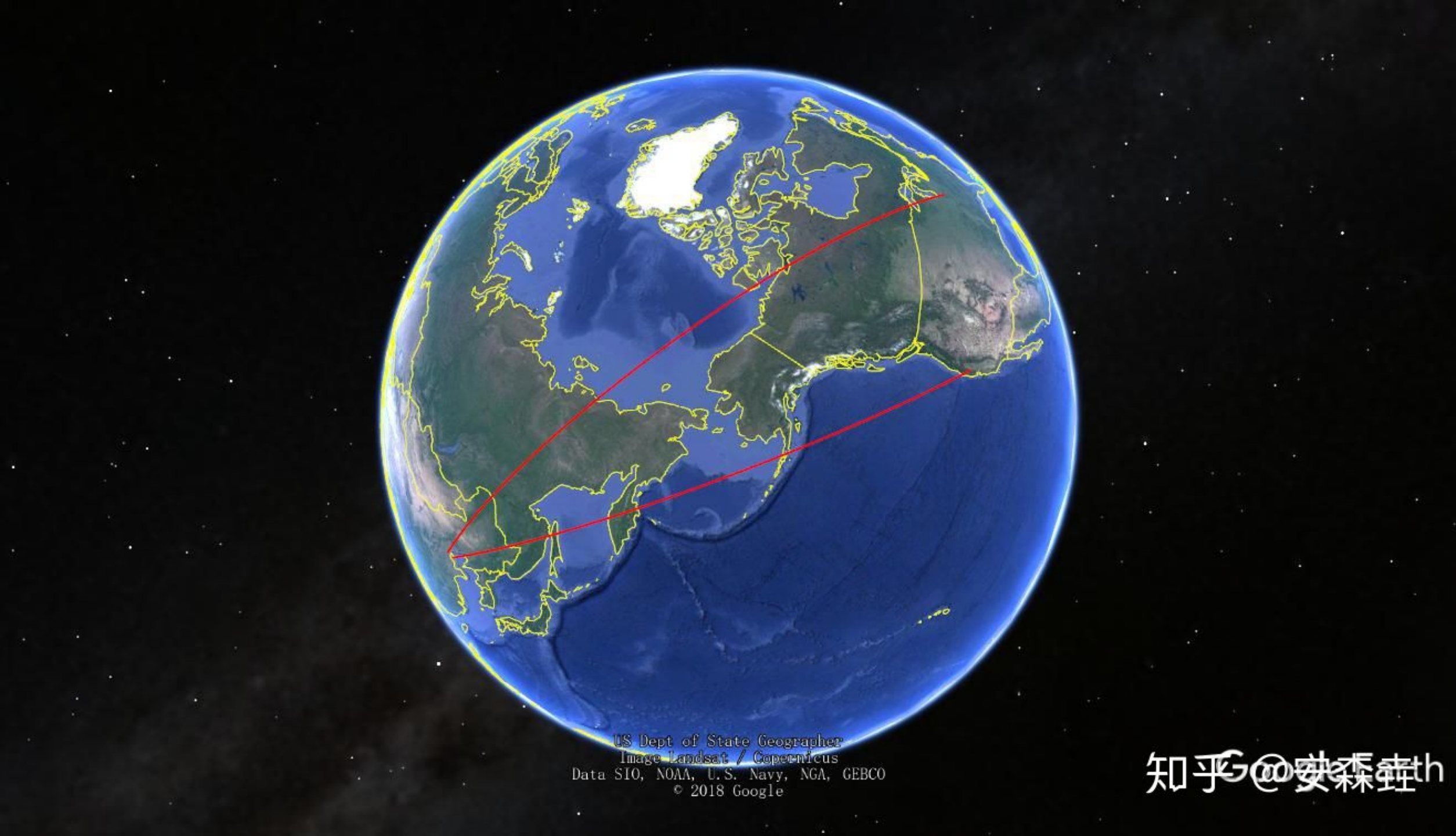 图 2：北京到洛杉矶航线（下）&北京到芝加哥航线（上）