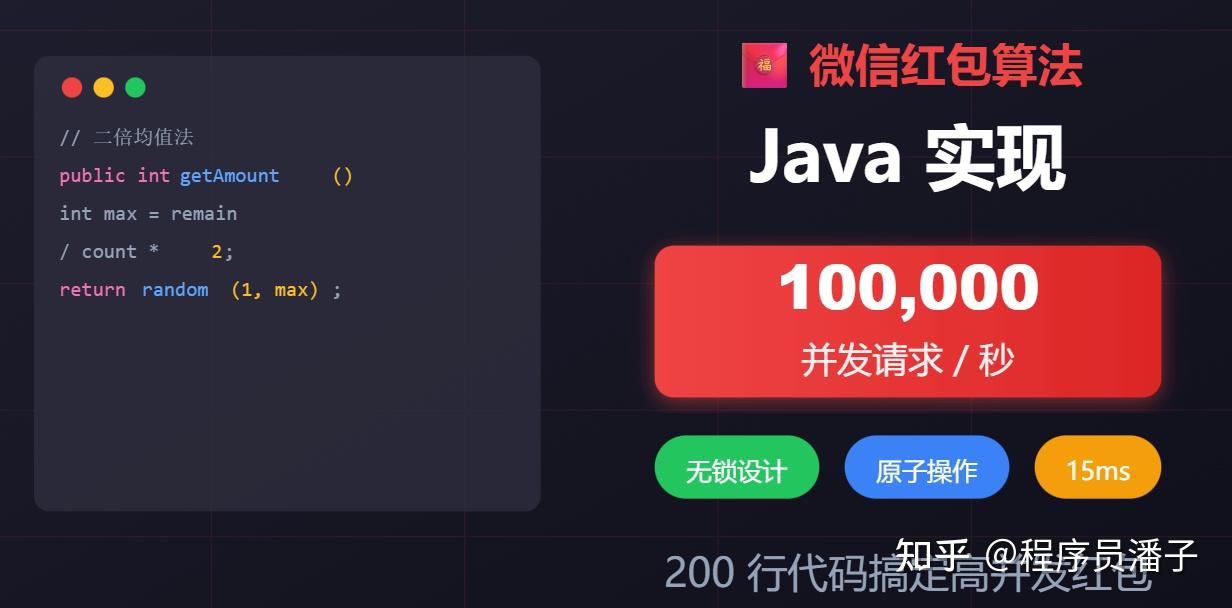 我用 Java 写了一个 200 行代码的红包算法，抗住 10w 并发！ - 知乎