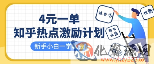 知乎热点激励计划，4元一单，拉新，拉失活，拉活，统统有收益，小白一学就会