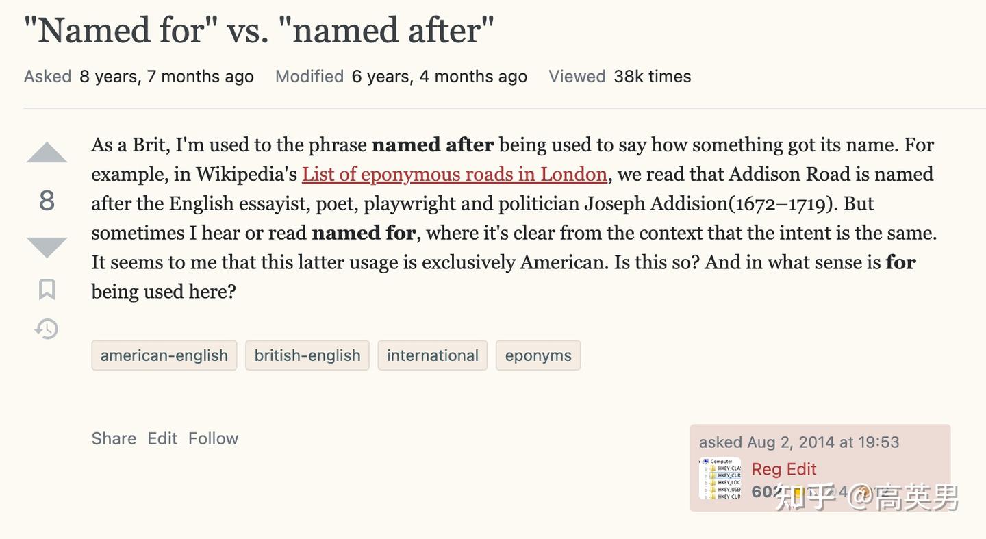 辨析:for / after / by——Named for v.s. Named after & Named 'by' - 知乎