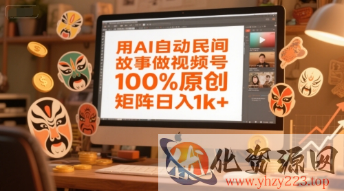 用AI自动民间故事做视频号，100%原创，矩阵日入1k+