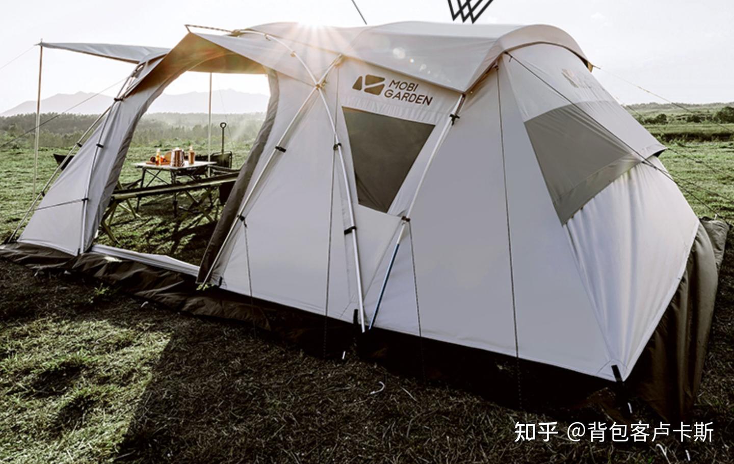 白 / 云灰色 双门双窗 自动搭建 大型露营帐篷 