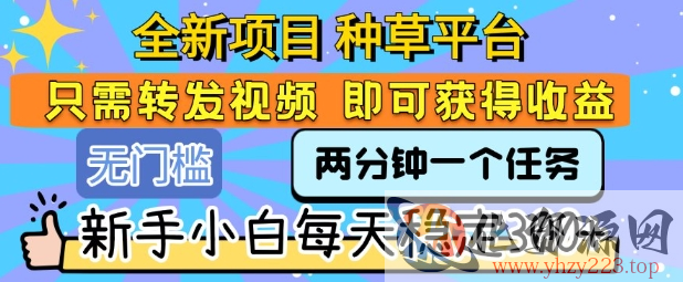 全新项目 种草平台 只需要转发任务视频 即可获得收益 新手小白每天稳定3张+【揭秘】