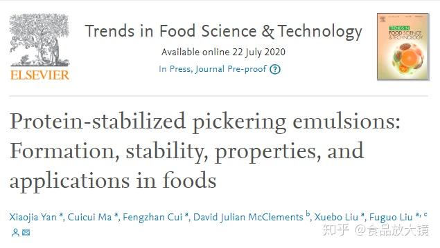TRENDS FOOD SCI TECH:蛋白稳定pickering乳液稳定性、性质及在食品中的应用 - 知乎