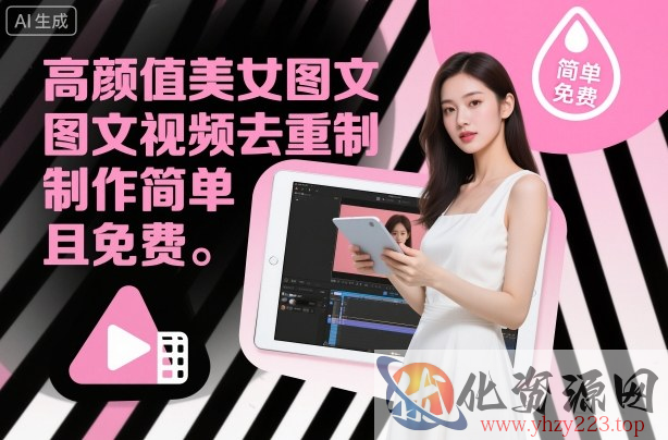 高颜值美女图文视频去重制作教学，制作简单且免费