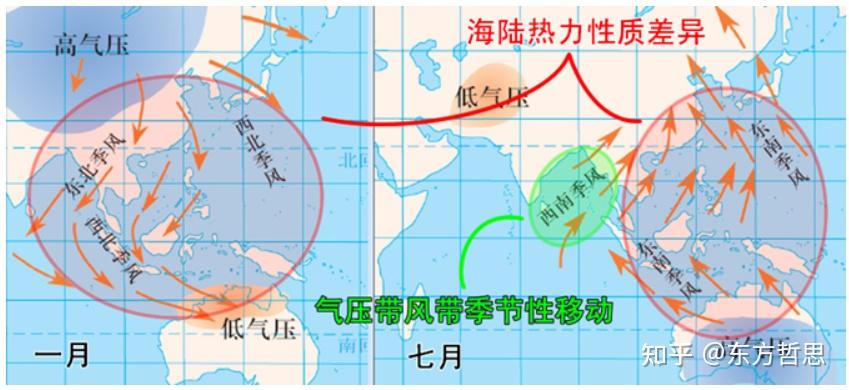 地理季风分布图图片