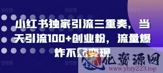 小红书独家引流三重奏，当天引流100+创业粉，流量爆炸不愁变现【揭秘】
