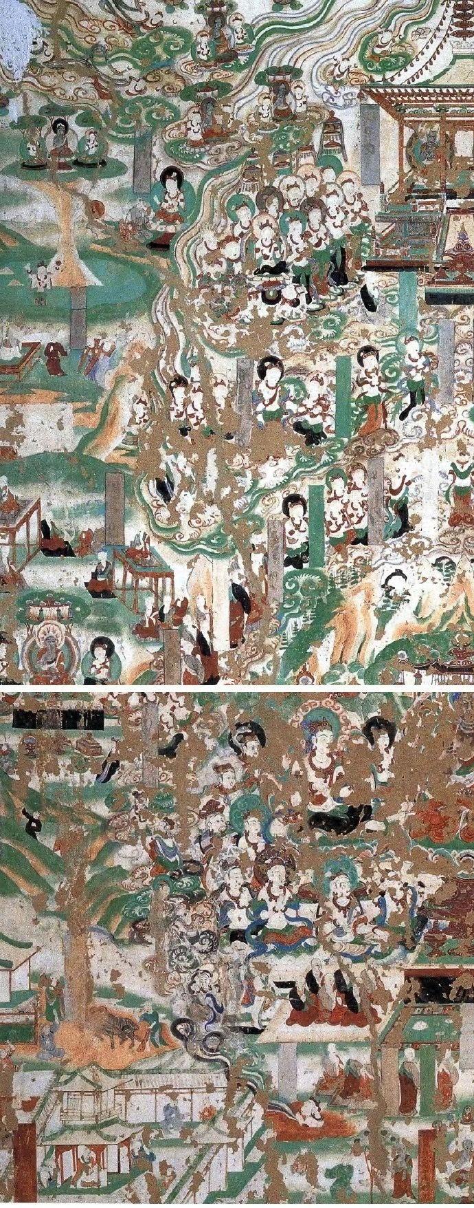 【神游千年，大美敦煌】中唐-159窟南壁-弥勒经变：剃度漱口、洗心革面；法华经变：比喻图解经义；观经变：乐舞翩跹；东壁门-维摩诘经变【高清大图 ...