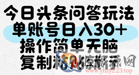 今日头条问答玩法，单账号日入30+，操作简单无脑复制粘贴就行