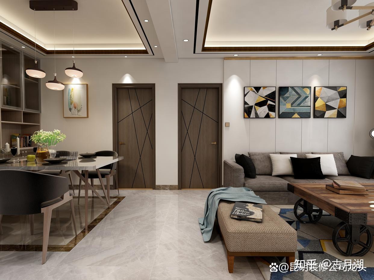 昆明装修公司设计-金尚俊园三室现代风格深色系搭配交付 - 知乎