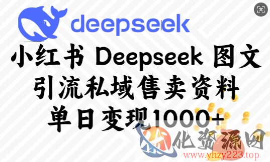 小红书Deepseek图文引流私域售卖资料，单日变现多张