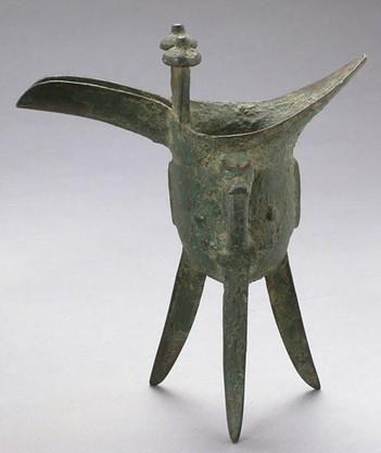 古代中国青銅器酒器爵杯-