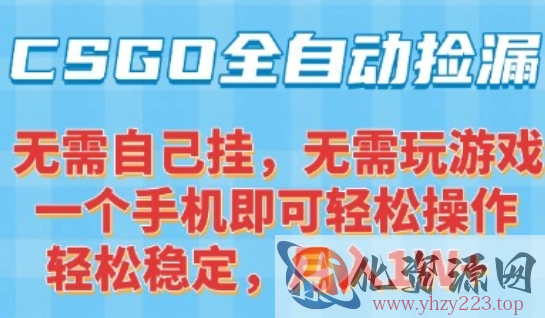 CSGO自动捡漏项目，最新独家玩法，一个手机可操作，新手小白轻松月入1W+，操作简单易上手【揭秘】