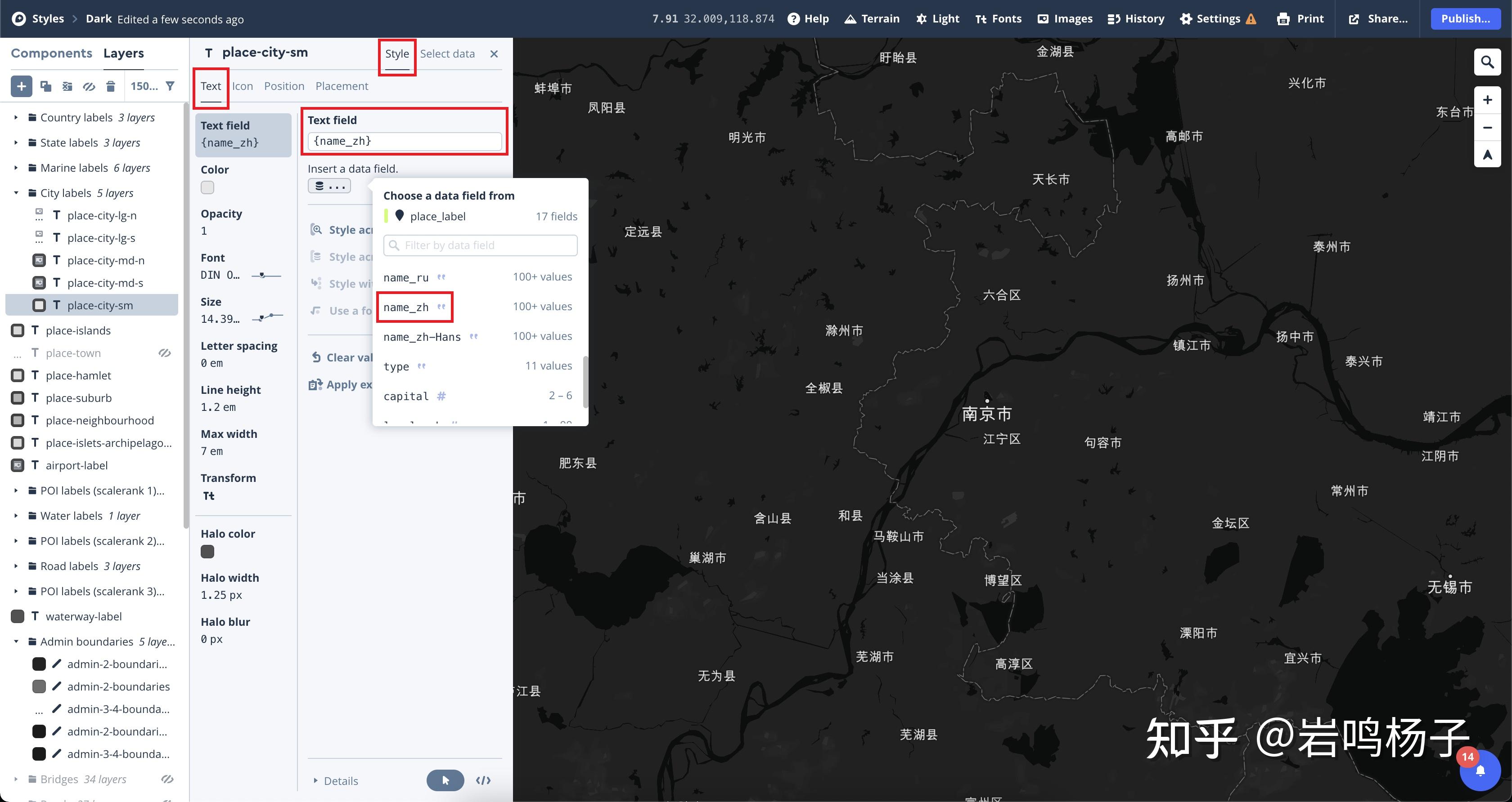 请问mapbox地图中的标注怎么把英文的改成中文的? - 知乎