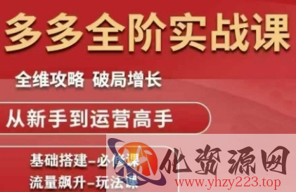 拼多多全阶实战课程，全维攻略，破局增长，从新手到运营高手