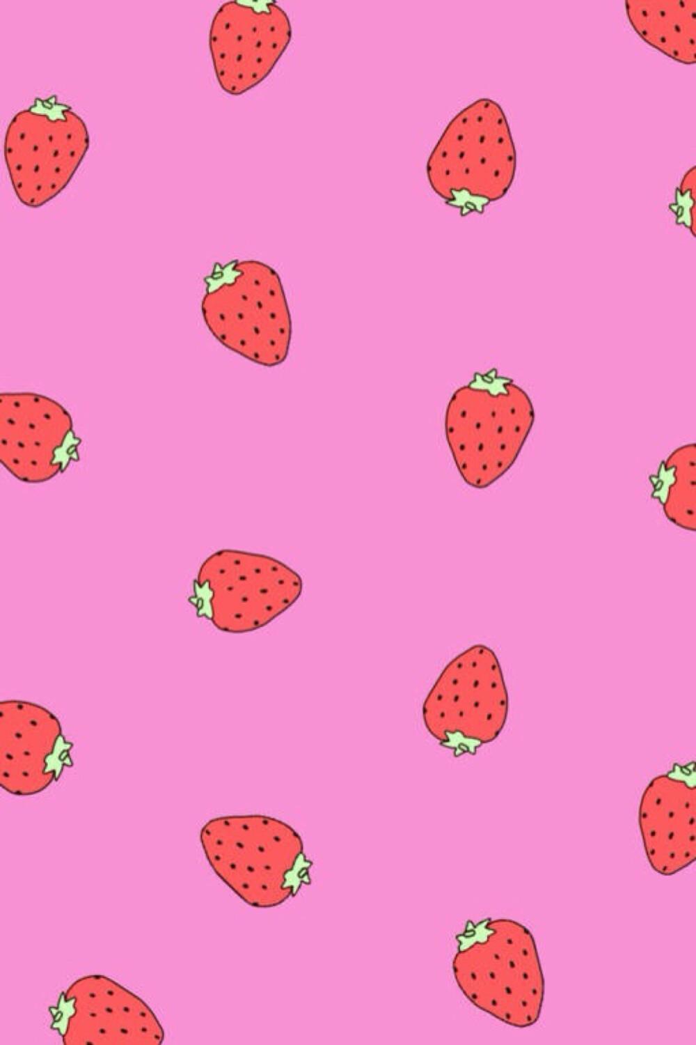 求粉色系壁纸,最好带草莓 ?