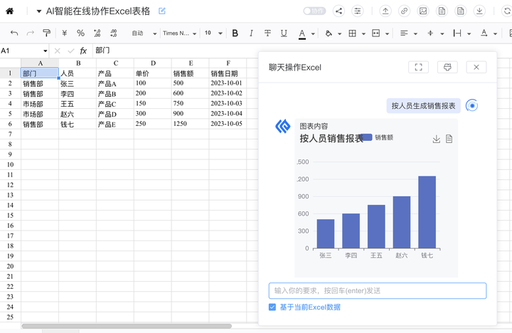 AI操作Excel表格又进化了,可以聊天生成报表/图表,进行数据分析 - 知乎