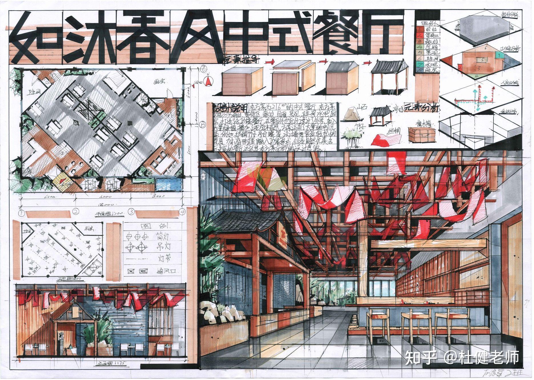中式室内方案快题这么画!! - 知乎