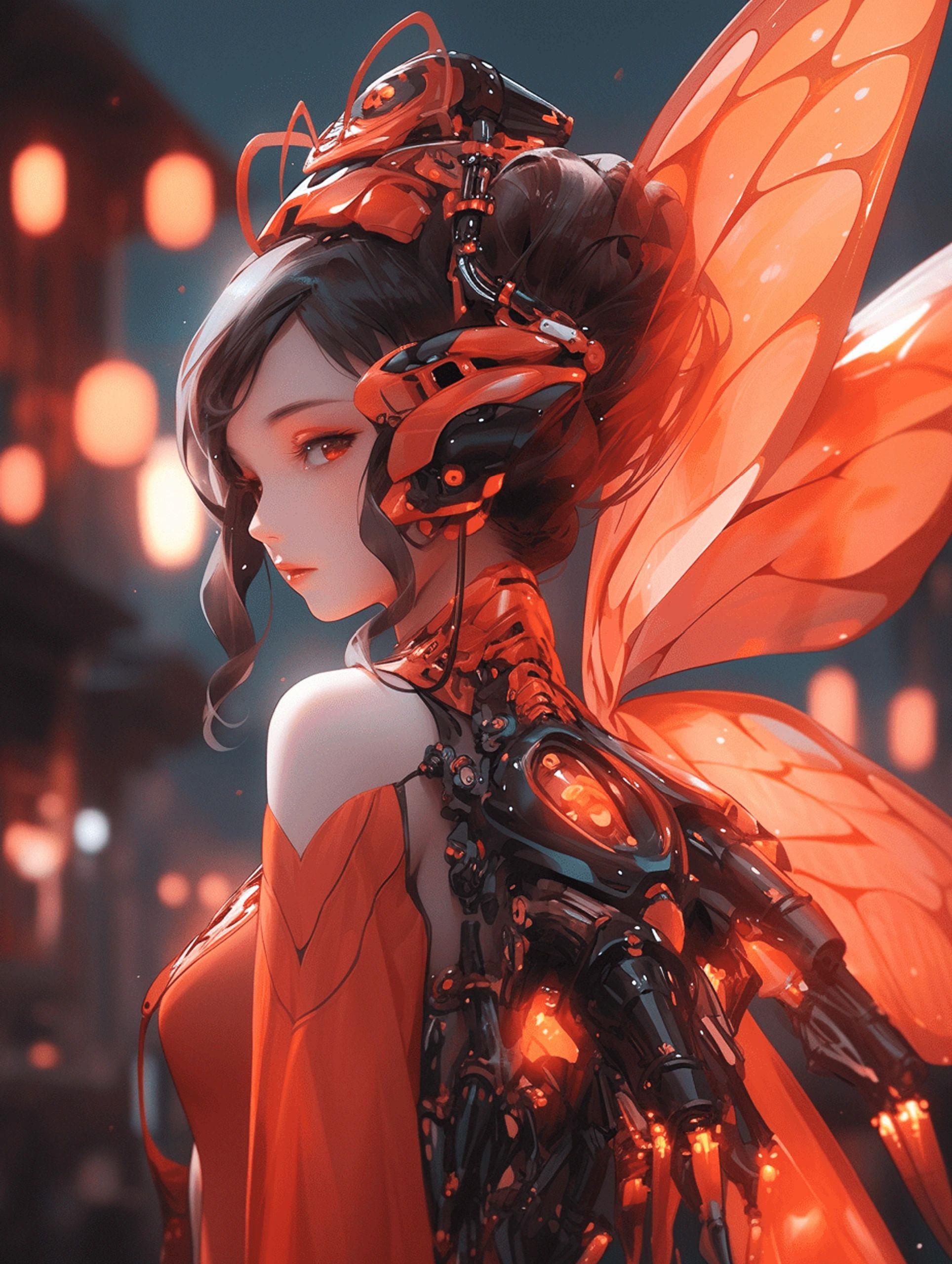 橙蜂归来9组ai未来科幻风少女机甲壁纸