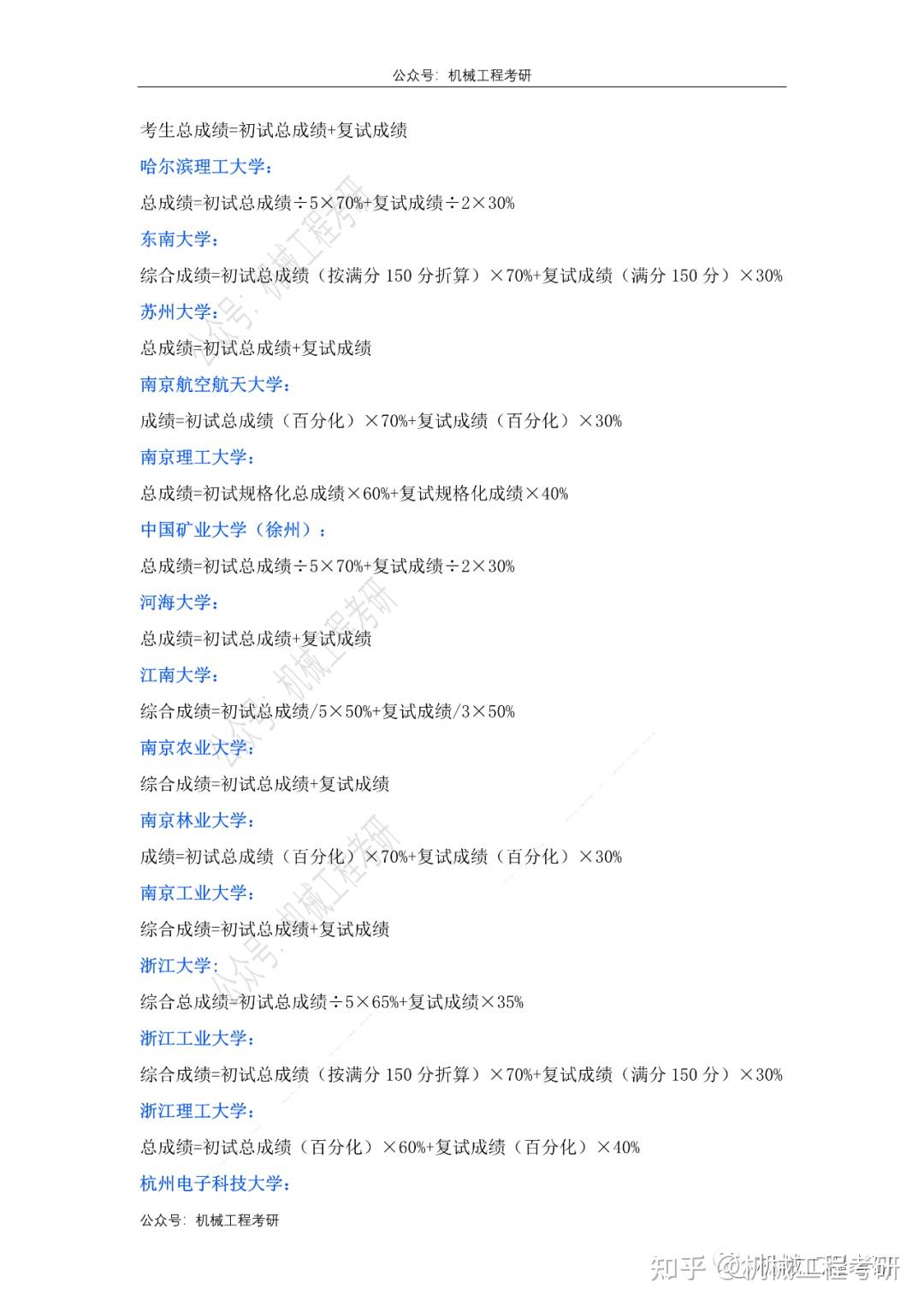 机械考研初试、复试占比汇总 - 知乎