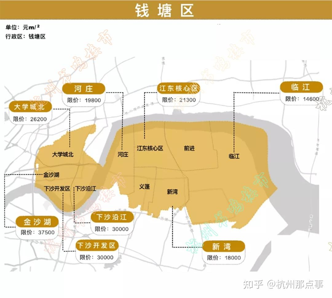 2023年杭州市各区板块限价地图 - 知乎