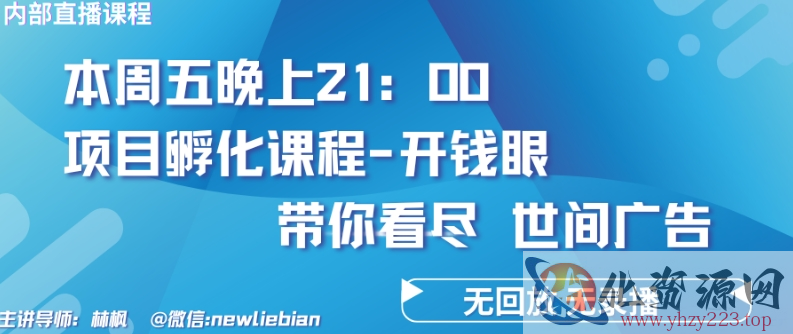 4.26日内部回放课程《项目孵化-开钱眼》赚钱的底层逻辑【揭秘】