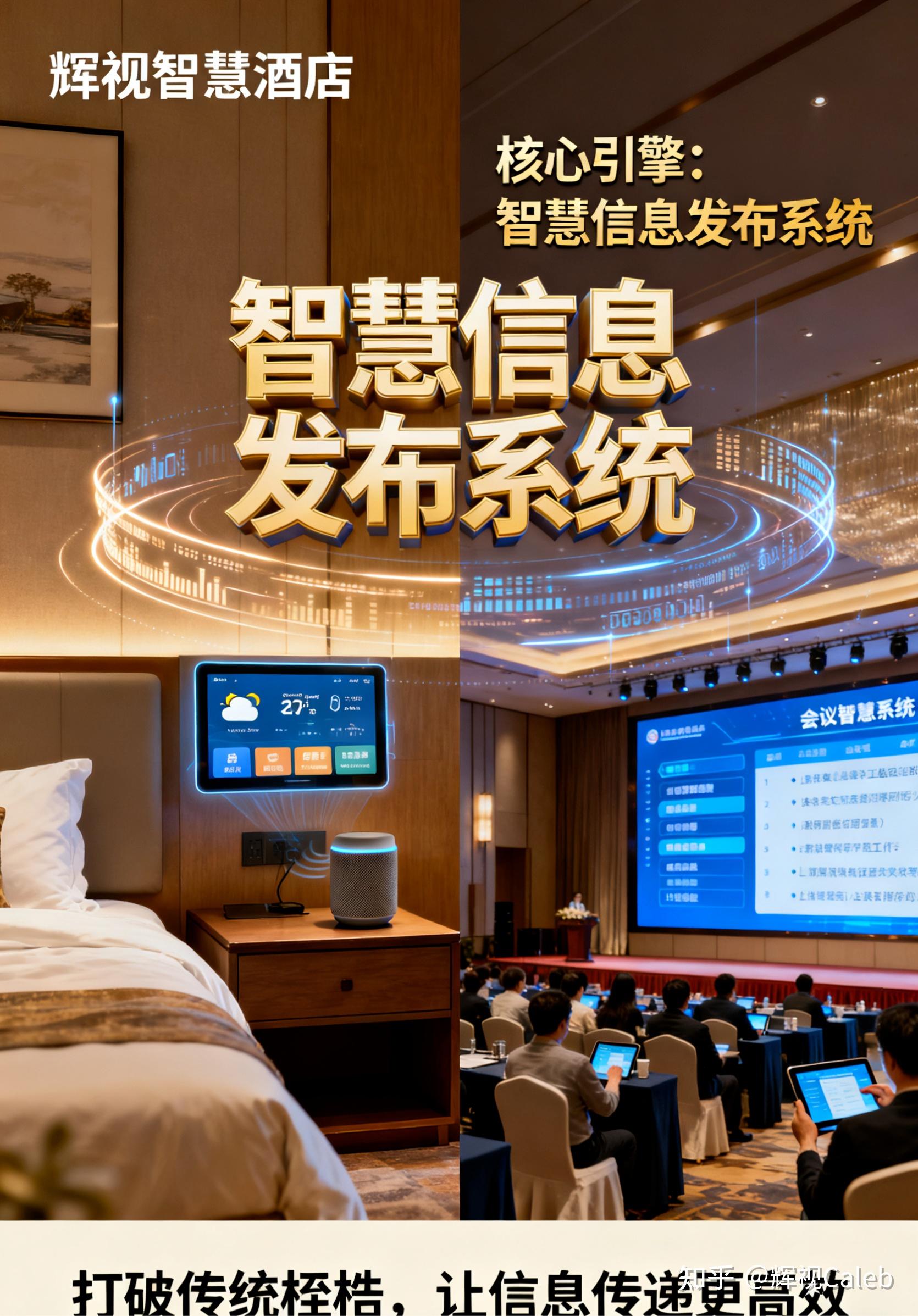 辉视智慧酒店,以行业前沿的智慧信息发布系统为核心引擎,打破传统酒店