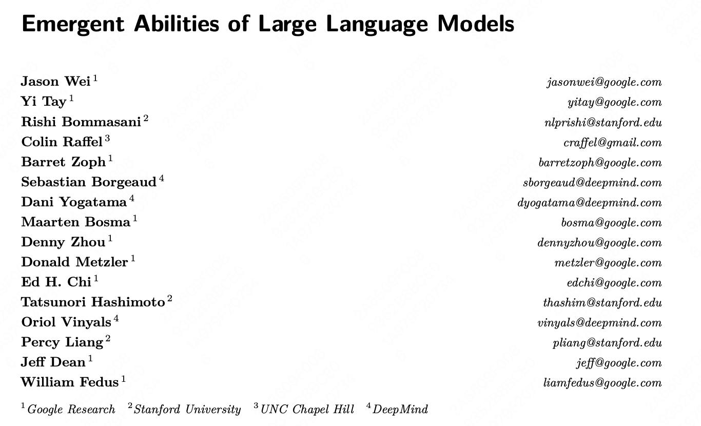 Emergent Abilities of Large Language Models' Paper