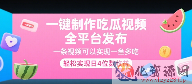 一键制作吃瓜视频，全平台发布，一条视频可以实现一鱼多吃，轻松实现日4位数收益【揭秘】