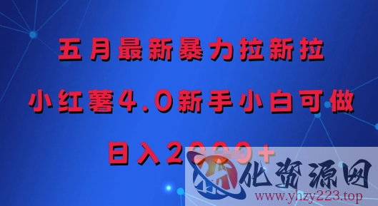 五月最新暴力拉新拉，小红薯4.0新手小白可做，日入多张