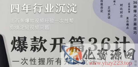 爆款开篇36计2.0，爆款短视频，一次性掌握所有开篇玩法
