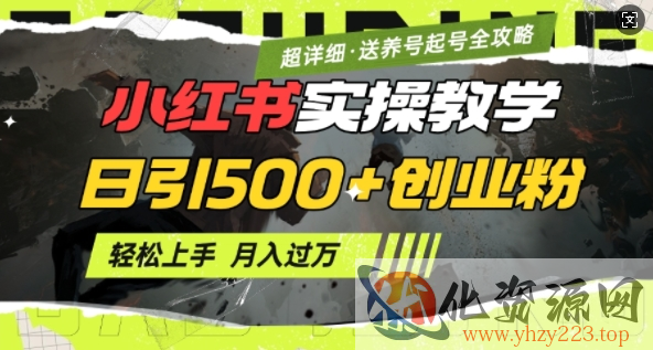 2月小红书最新日引500+创业粉实操教学【超详细】小白轻松上手，月入1W+，附小红书养号起号SOP
