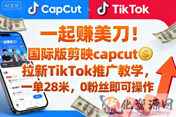 一起賺美刀！国际版剪映capcut拉新TikTok推广教学，一单28米，0粉丝即可操作（附推广入口和教学）