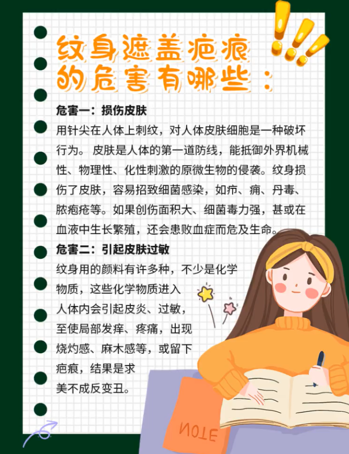 纹身遮盖疤痕的危害有哪些你说否也经历了这些赶紧点戳视频看一下