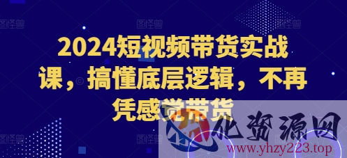2024短视频带货实战课，搞懂底层逻辑，不再凭感觉带货